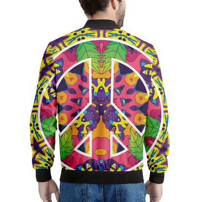 Psychedelic Hippie Peace Sign Print Men's Bomber Jacket