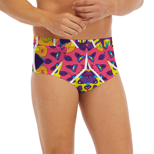 Psychedelic Hippie Peace Sign Print Men's Briefs