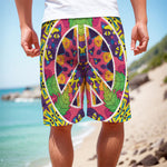 Psychedelic Hippie Peace Sign Print Men's Cargo Shorts