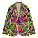 Psychedelic Hippie Peace Sign Print Men's Cotton Blazer