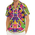 Psychedelic Hippie Peace Sign Print Men's Deep V-Neck Shirt