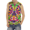 Psychedelic Hippie Peace Sign Print Men's Fitness Tank Top