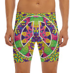 Psychedelic Hippie Peace Sign Print Men's Long Boxer Briefs