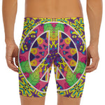 Psychedelic Hippie Peace Sign Print Men's Long Boxer Briefs
