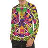 Psychedelic Hippie Peace Sign Print Men's Long Sleeve Rash Guard