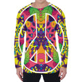 Psychedelic Hippie Peace Sign Print Men's Long Sleeve T-Shirt