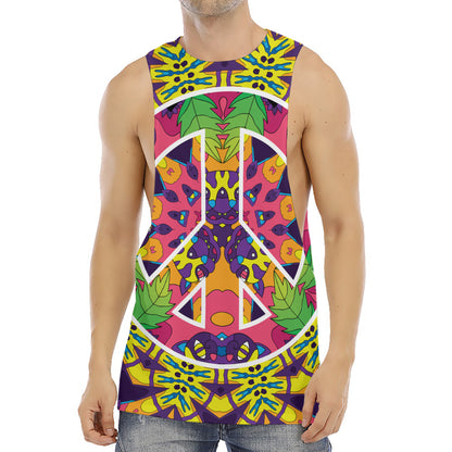 Psychedelic Hippie Peace Sign Print Men's Muscle Tank Top