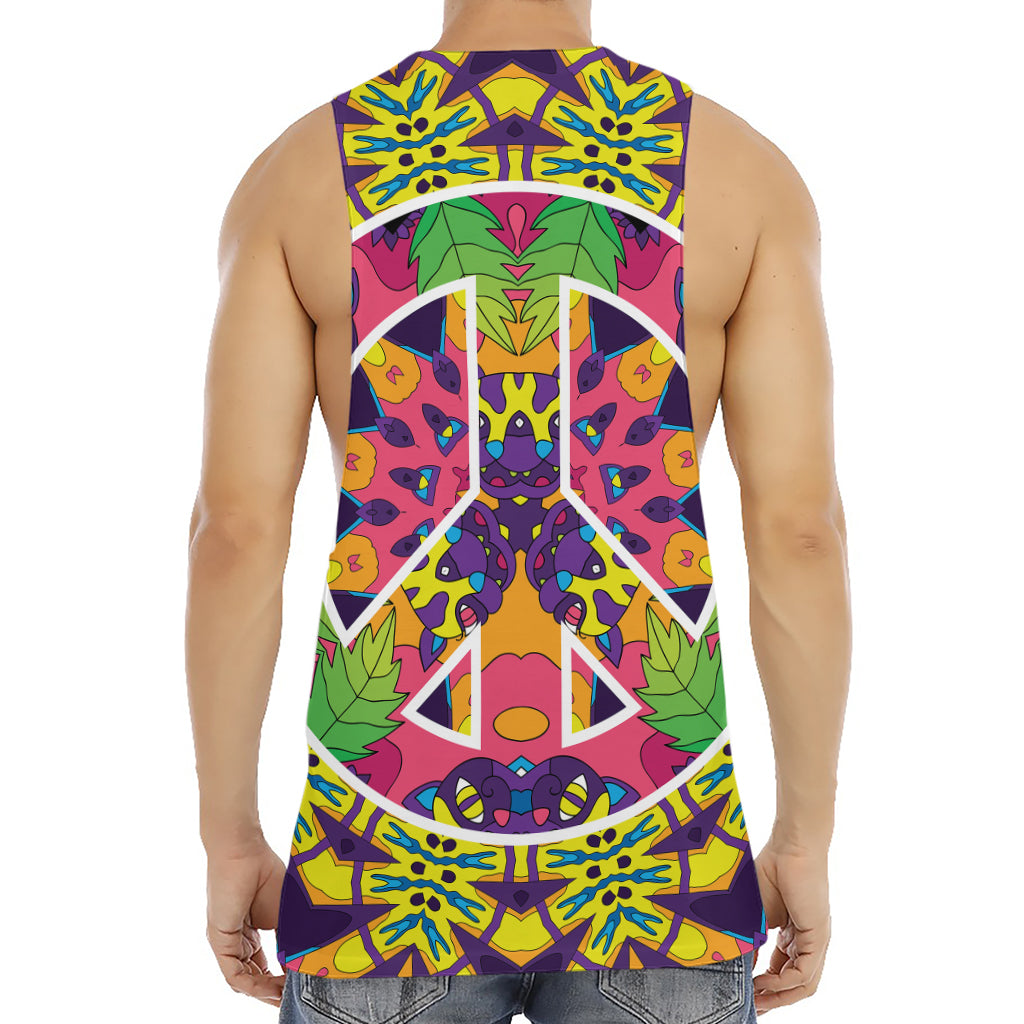 Psychedelic Hippie Peace Sign Print Men's Muscle Tank Top