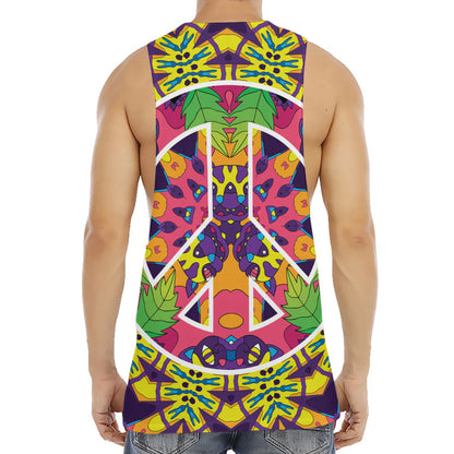 Psychedelic Hippie Peace Sign Print Men's Muscle Tank Top
