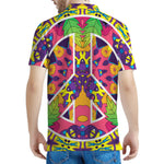 Psychedelic Hippie Peace Sign Print Men's Polo Shirt