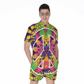 Psychedelic Hippie Peace Sign Print Men's Romper