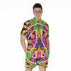 Psychedelic Hippie Peace Sign Print Men's Rompers