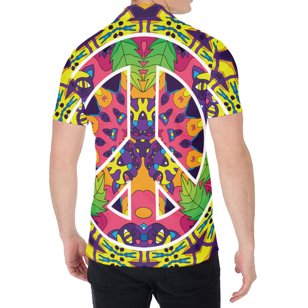 Psychedelic Hippie Peace Sign Print Men's Shirt