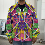 Psychedelic Hippie Peace Sign Print Men's Shirt Jacket