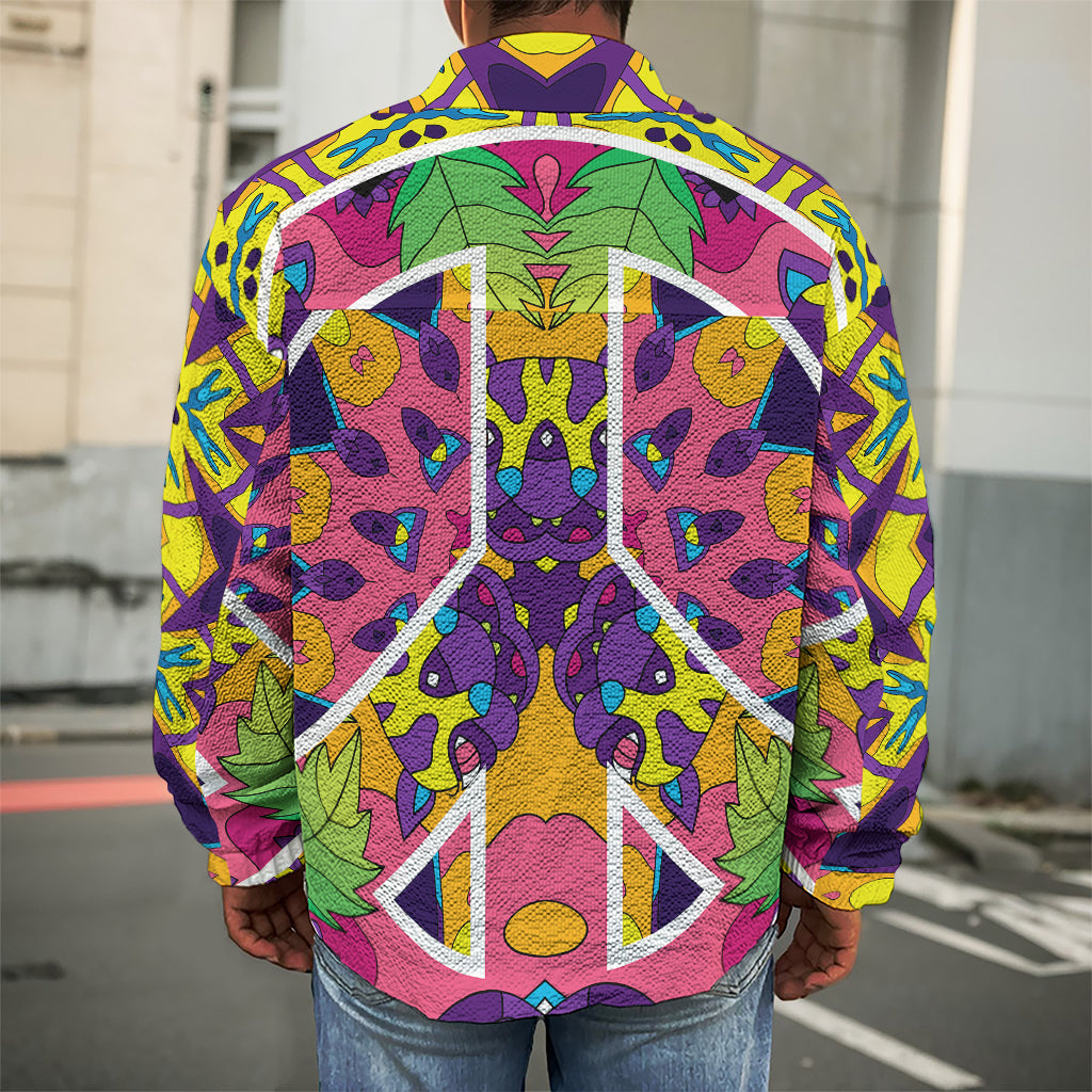 Psychedelic Hippie Peace Sign Print Men's Shirt Jacket