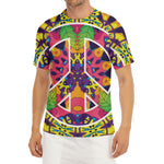 Psychedelic Hippie Peace Sign Print Men's Short Sleeve Rash Guard