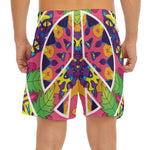 Psychedelic Hippie Peace Sign Print Men's Split Running Shorts