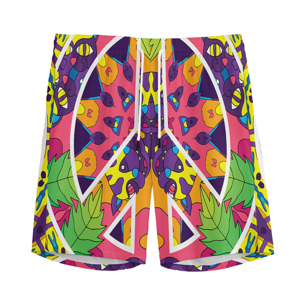 Psychedelic Hippie Peace Sign Print Men's Sports Shorts