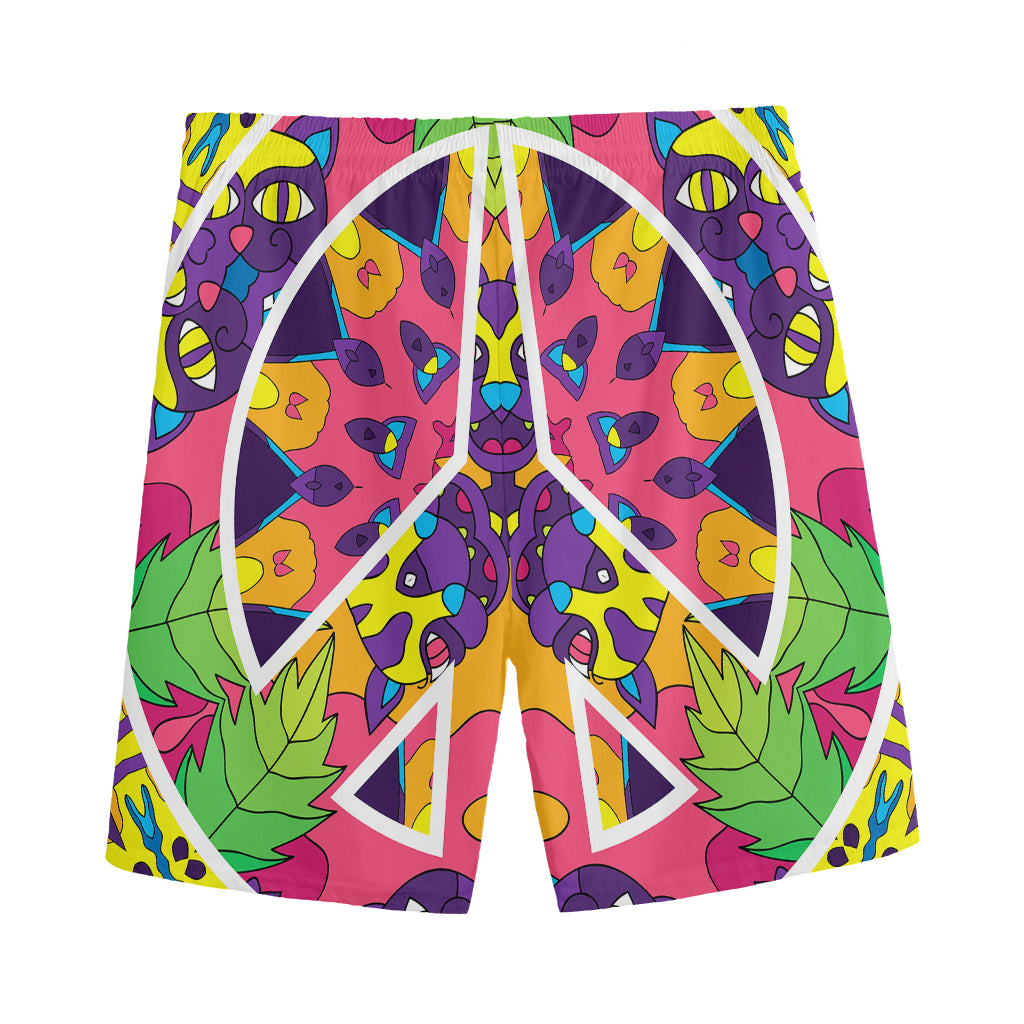 Psychedelic Hippie Peace Sign Print Men's Sports Shorts