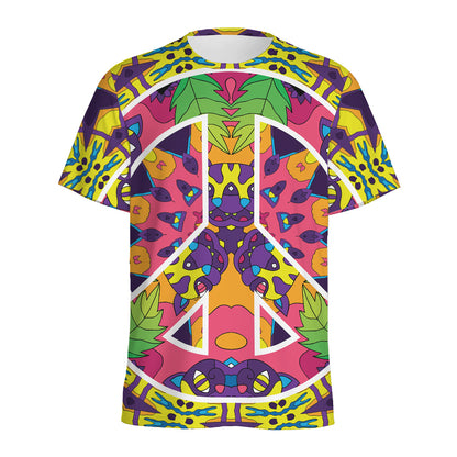 Psychedelic Hippie Peace Sign Print Men's Sports T-Shirt