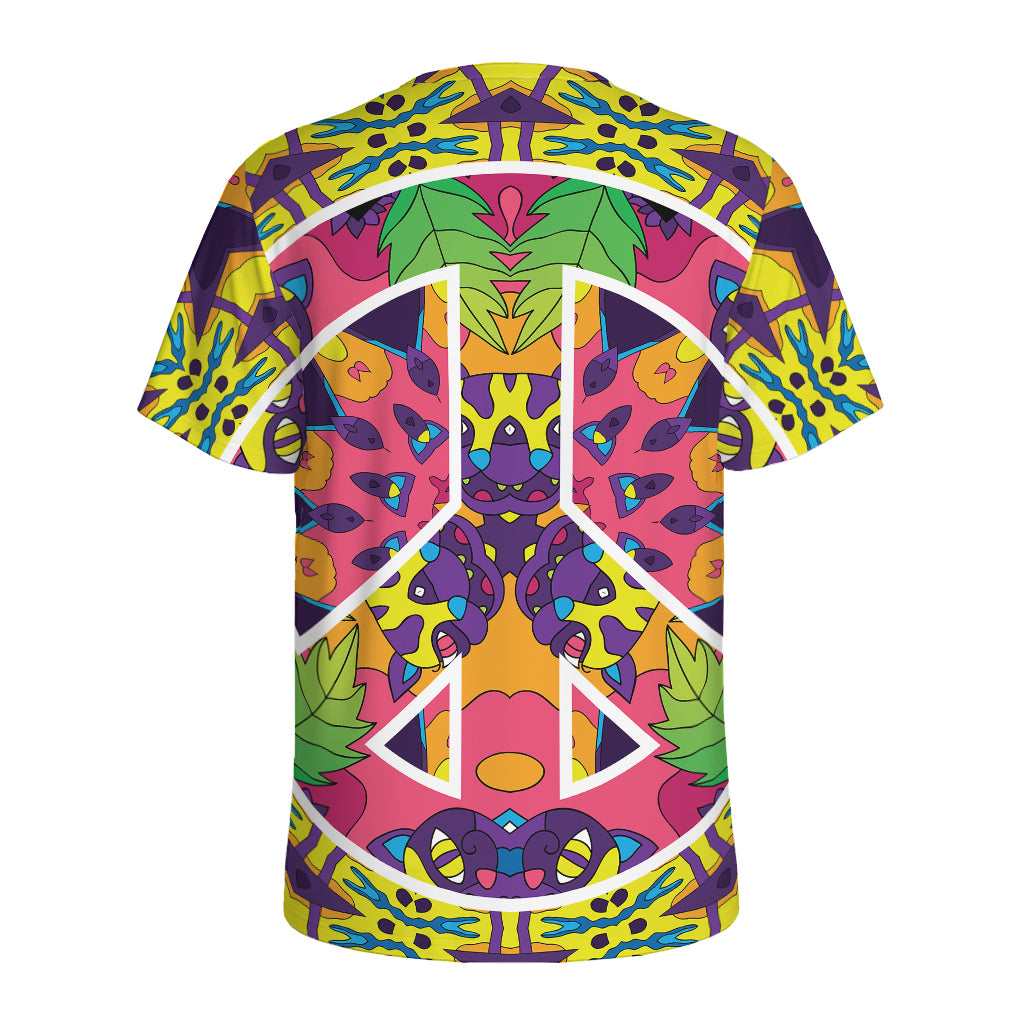 Psychedelic Hippie Peace Sign Print Men's Sports T-Shirt