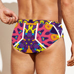 Psychedelic Hippie Peace Sign Print Men's Swim Briefs