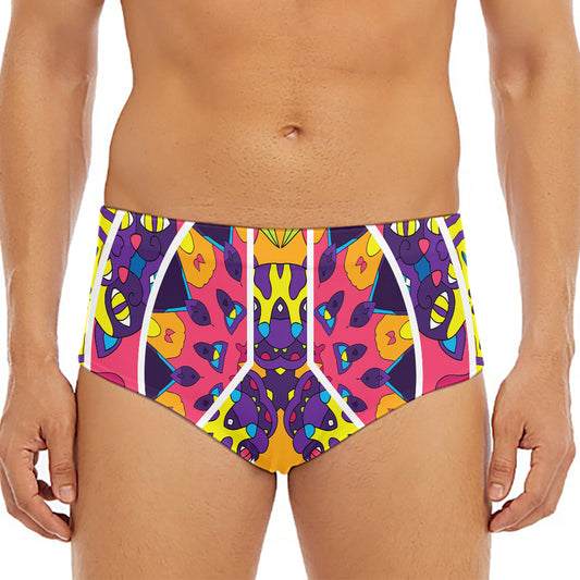 Psychedelic Hippie Peace Sign Print Men's Triangle Swim Briefs