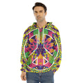 Psychedelic Hippie Peace Sign Print Men's Velvet Pullover Hoodie