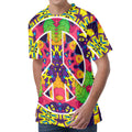 Psychedelic Hippie Peace Sign Print Men's Velvet T-Shirt