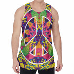 Psychedelic Hippie Peace Sign Print Men's Velvet Tank Top