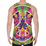 Psychedelic Hippie Peace Sign Print Men's Velvet Tank Top