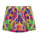 Psychedelic Hippie Peace Sign Print Mesh Shorts