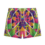 Psychedelic Hippie Peace Sign Print Mesh Shorts