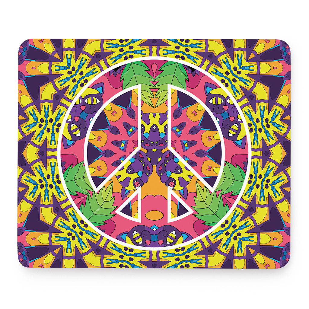 Psychedelic Hippie Peace Sign Print Mouse Pad