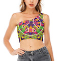 Psychedelic Hippie Peace Sign Print One Shoulder Crop Top