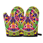 Psychedelic Hippie Peace Sign Print Oven Mitts