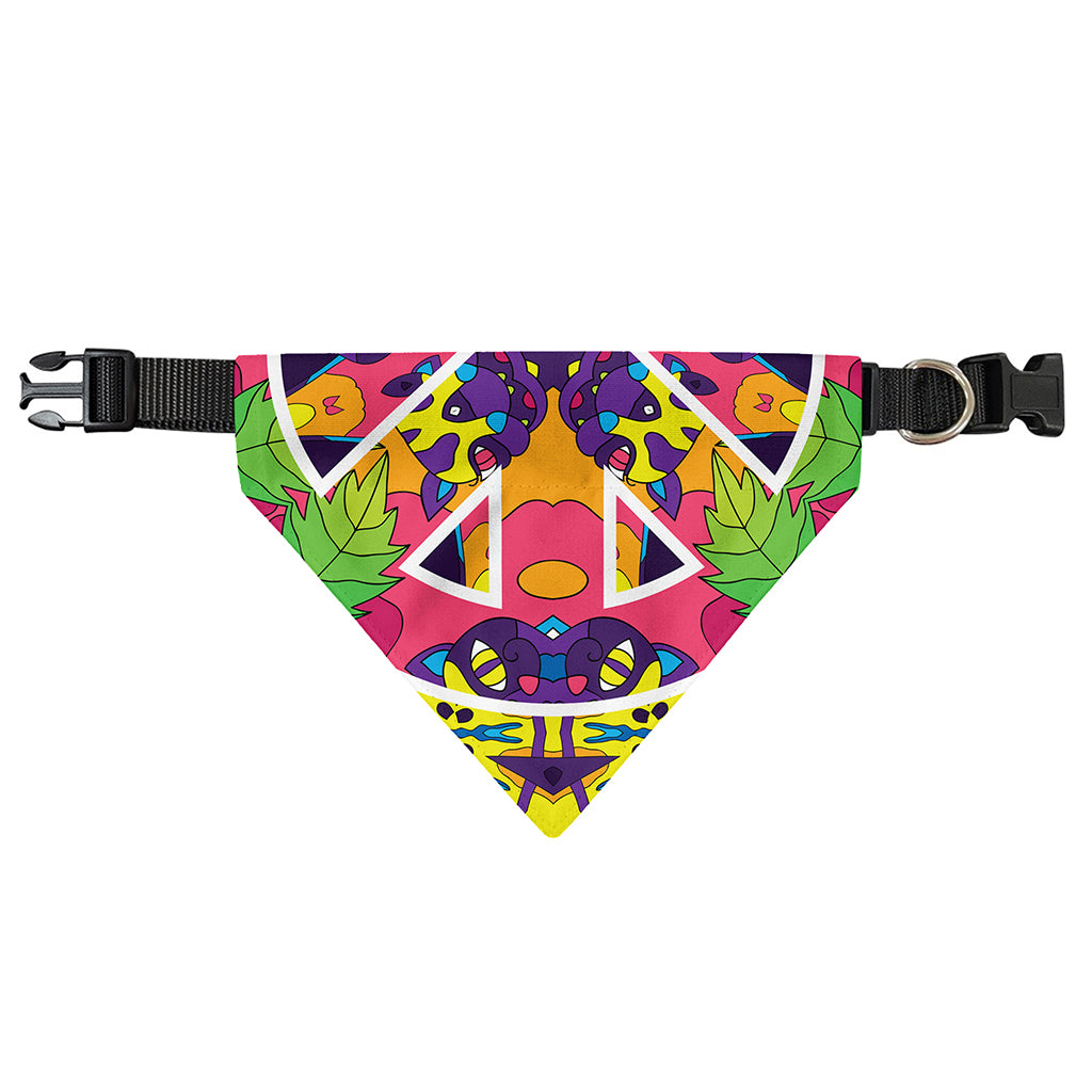Psychedelic Hippie Peace Sign Print Over The Collar Dog Bandana