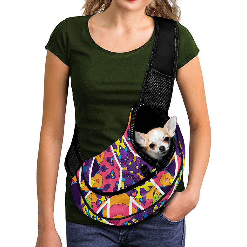 Psychedelic Hippie Peace Sign Print Pet Sling Carrier