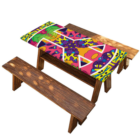Psychedelic Hippie Peace Sign Print Picnic Table Cover