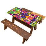Psychedelic Hippie Peace Sign Print Picnic Table Cover