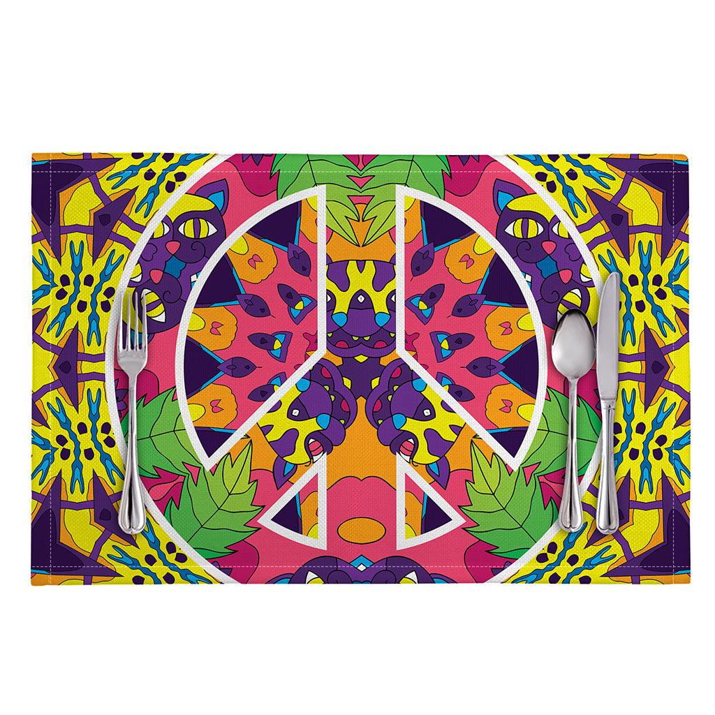 Psychedelic Hippie Peace Sign Print Placemat