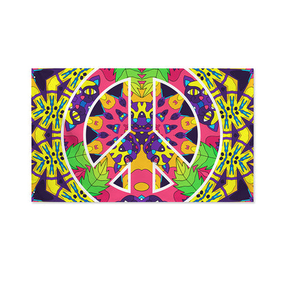 Psychedelic Hippie Peace Sign Print Polyester Flag