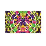 Psychedelic Hippie Peace Sign Print Polyester Flag