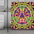 Psychedelic Hippie Peace Sign Print Polyester Shower Curtain