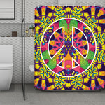 Psychedelic Hippie Peace Sign Print Polyester Shower Curtain