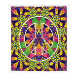 Psychedelic Hippie Peace Sign Print Polyester Shower Curtain