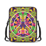 Psychedelic Hippie Peace Sign Print Rectangular Crossbody Bag