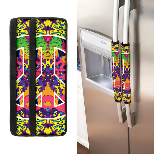 Psychedelic Hippie Peace Sign Print Refrigerator Handle Covers