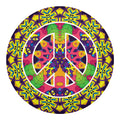 Psychedelic Hippie Peace Sign Print Round Blanket