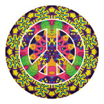 Psychedelic Hippie Peace Sign Print Round Blanket